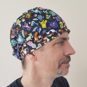 Pokemon Catch Them All Surgical Scrub Cap and Chemo Hat (Medium size characters) image 3