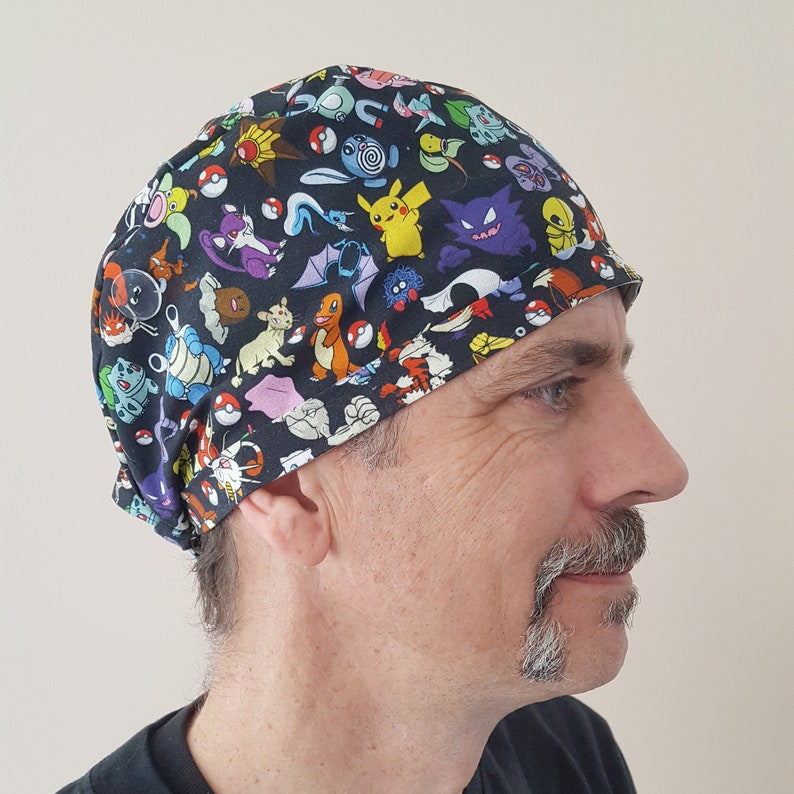 Pokemon Catch Them All Surgical Scrub Cap and Chemo Hat (Medium size characters) image 3