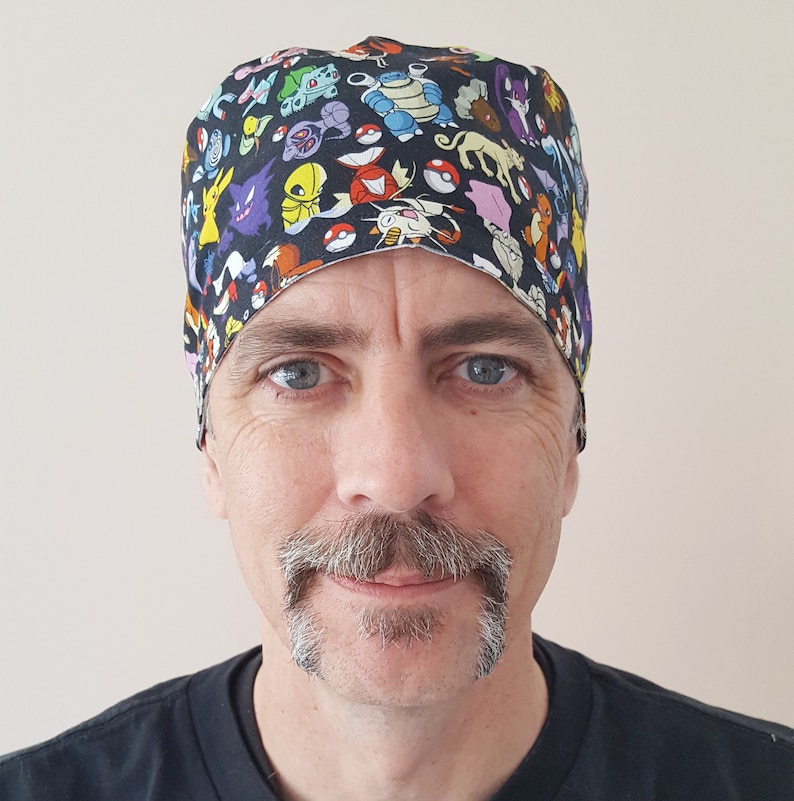 Pokemon Catch Them All Surgical Scrub Cap and Chemo Hat (Medium size characters) image 2