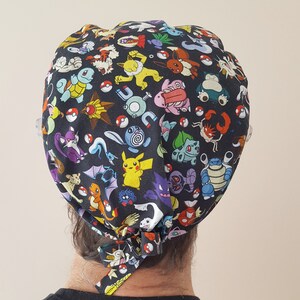 Pokemon Catch Them All Surgical Scrub Cap and Chemo Hat (Medium size characters) image 4