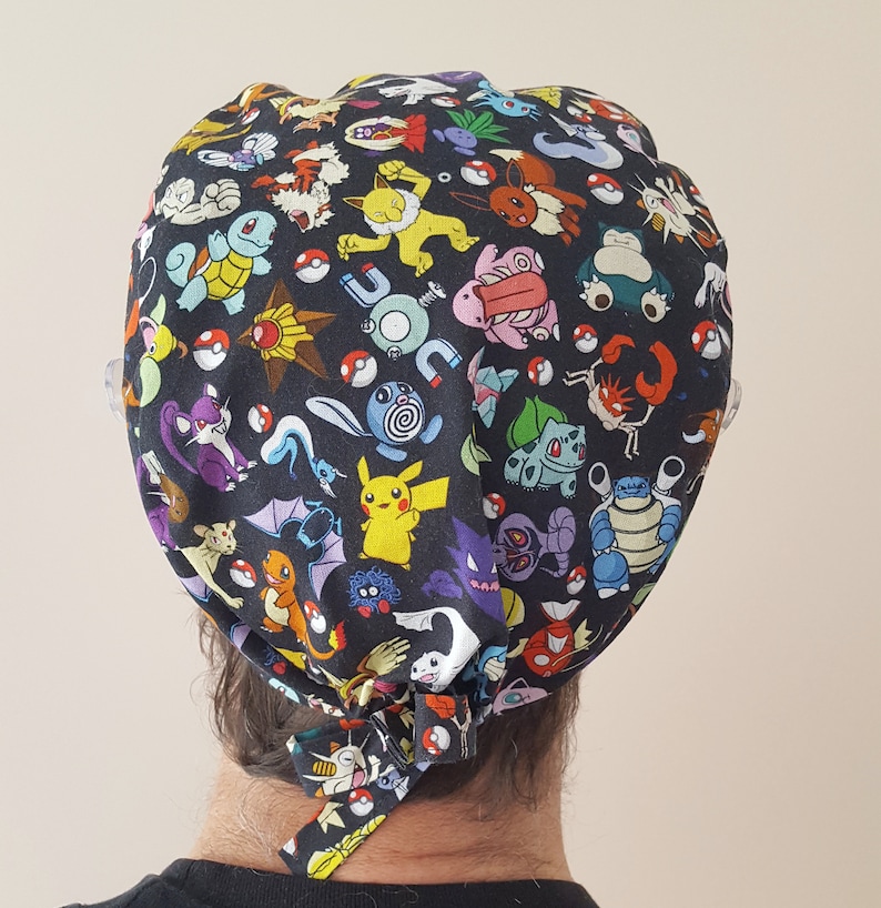 Pokemon Catch Them All Surgical Scrub Cap and Chemo Hat (Medium size characters) image 4