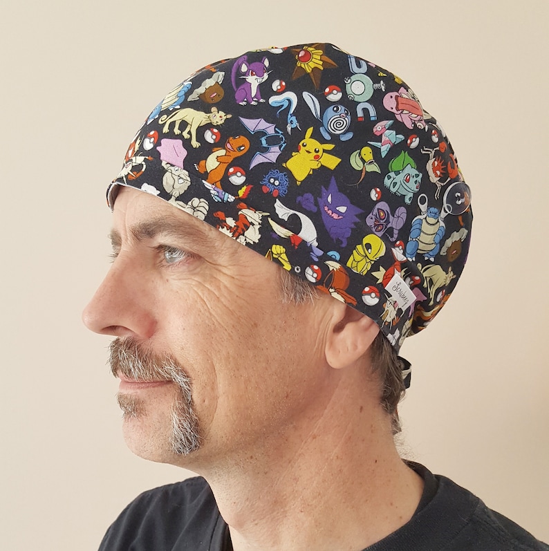 Pokemon Catch Them All Surgical Scrub Cap and Chemo Hat (Medium size characters) image 1