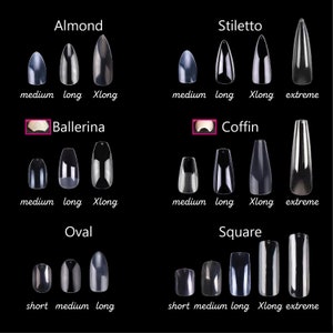 High quality 500pc nails, full cover nail tips for press on nails, nail tech supplies: almond ballerina coffin square oval stiletto nails