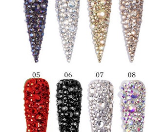 Full bling rhinestones glam Press on nails set - Glue On nails - Luxury Press On Nails / crystal nails / full coverage crystal nails