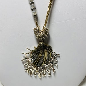 Nautical Fashion Mismatch Silver Gold Sea Shell Necklace and Earring Set, Handmade, One of a Kind