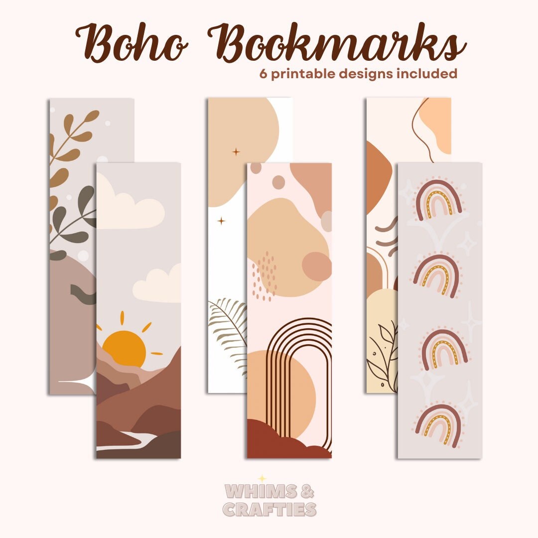 Printable Boho Bookmarks, Aesthetic Bookmarks, Bookmark Set, Modern ...