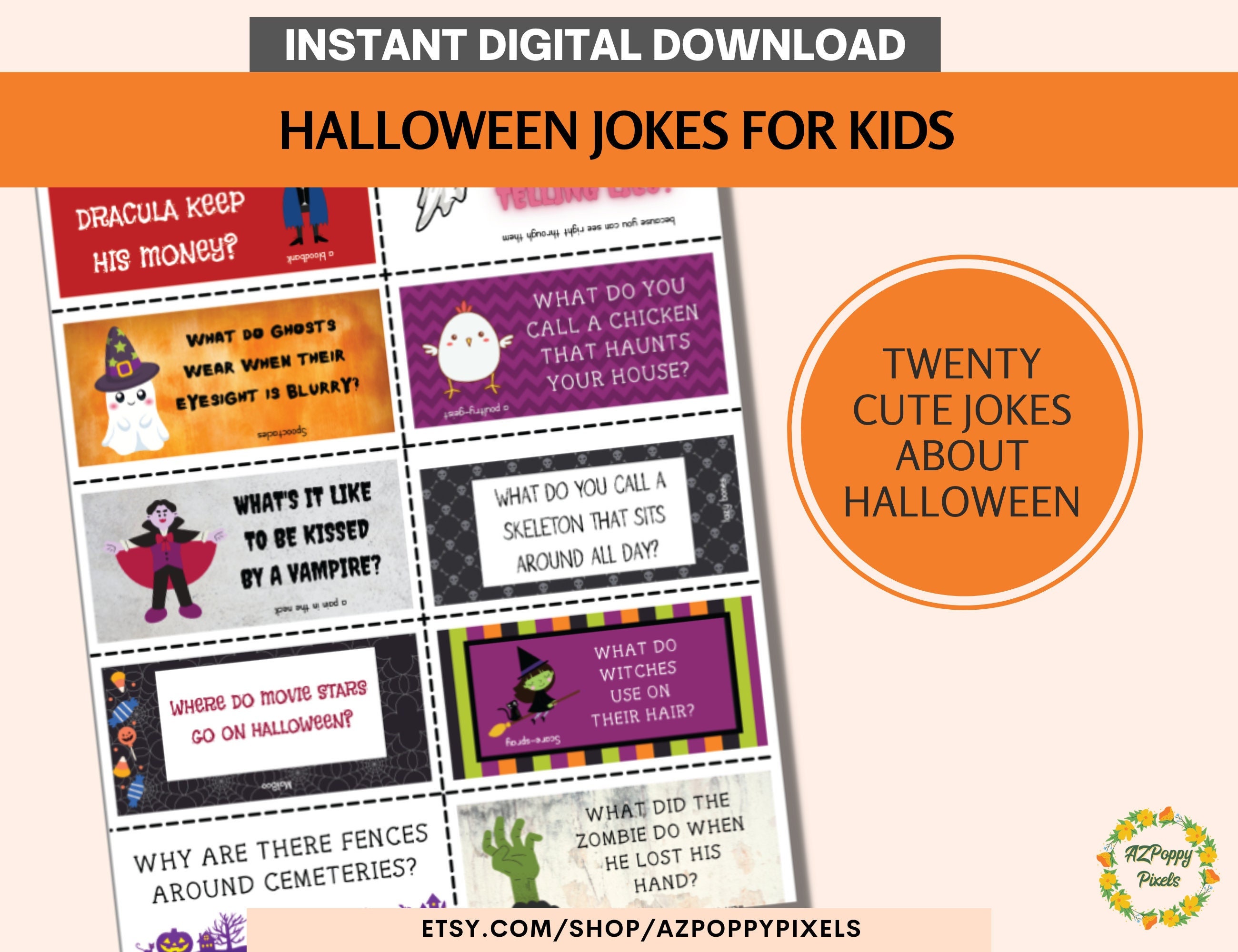 Printable Halloween Lunchbox Jokes, Halloween Lunch Box Jokes Instant