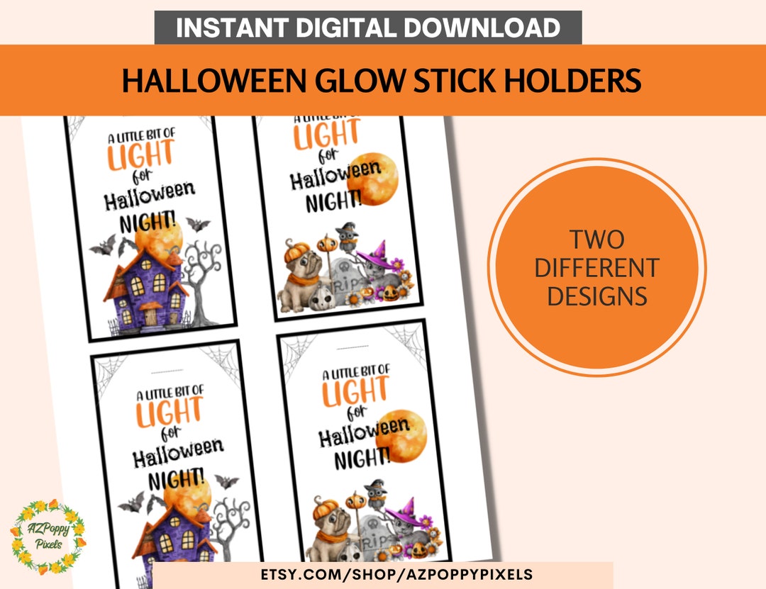 Halloween Glow Stick Holder Printable A Little Light for Etsy