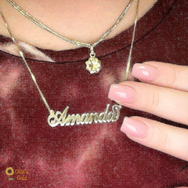14K Gold Classic Style Name Necklace - Amanda Style