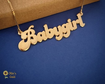 Retro Style 18K Gold Plated Nametag - Order Any Name or Word