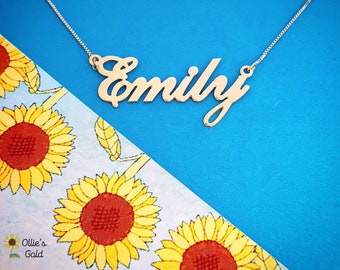 Classic Script 18K Gold Plated Name Necklace - Emily Style