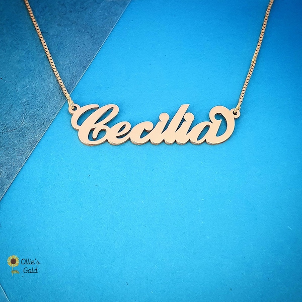 14K Gold Carrie Style Name Necklace - Order Any Name