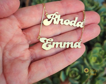 Retro 18K Gold Plated Name Necklace