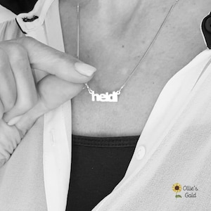 Collana con nome minuscolo - Oro bianco 14 carati - Stile Heidi