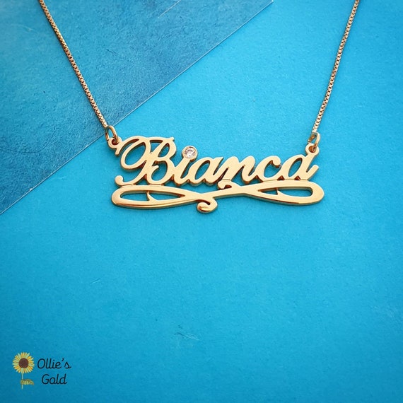 Cubic zirconia nameplate necklaces sale