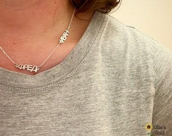 Two Name Necklace in Sterling Silver-Any Language