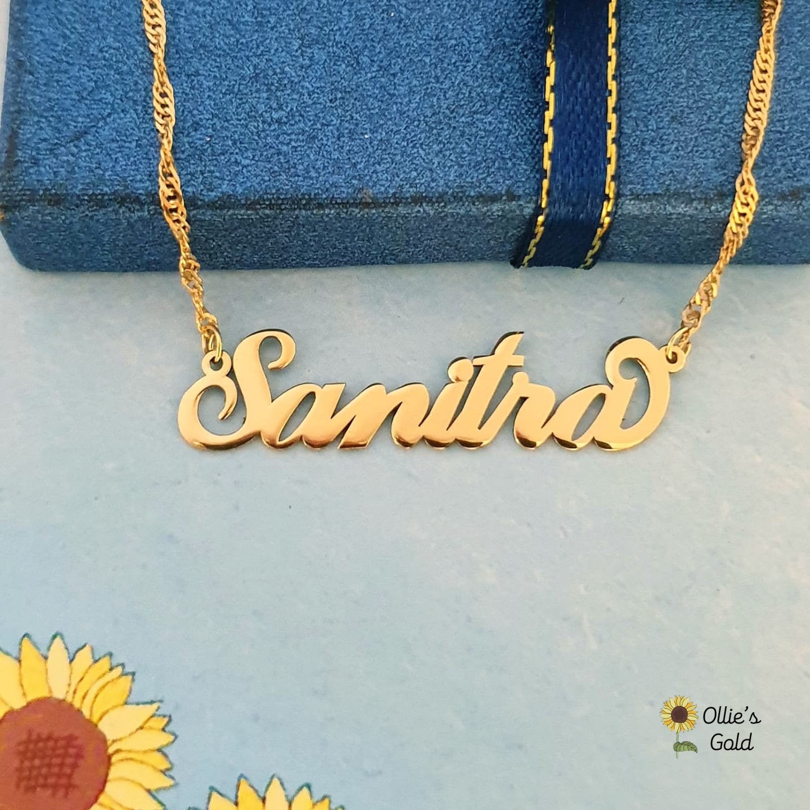 14K Yellow Gold Carrie Style Name Necklace - Order Any Name
