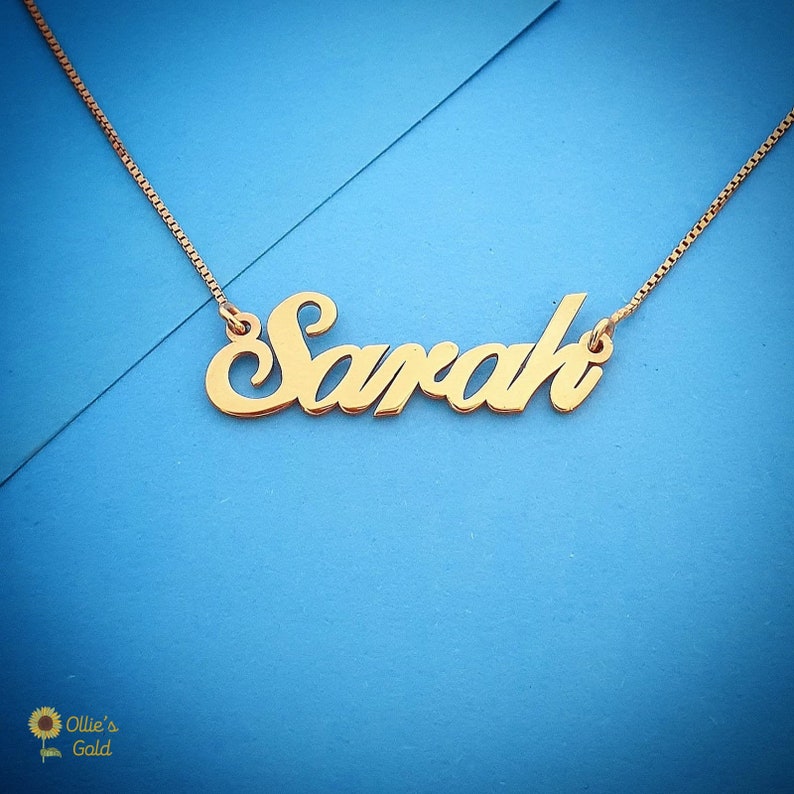 14K Classic Script Name Necklace - Sarah Style - Etsy
