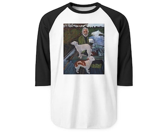 Camicia raglan da uomo a tre quarti con logo "Goodfellas Painting Old Man with Dog".