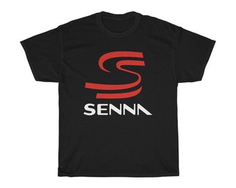 Ayrton Senna Logo Brazilian Racing Legend Black T-Shirt Size S to 5XL