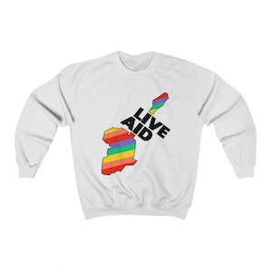 Live Aid 1985 Band Aid Festival Music for The World White Sweatshirt Size S to 3XL