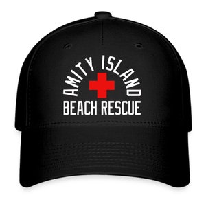 Amity Island Beach Rettung Fünftens Haifischfang-Logo Bio-Baseballmütze mit schwarzem Hut