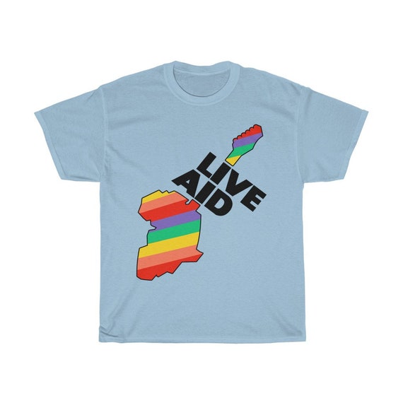 ミュージシャン 1985's LIVE AID T-SHIRT LIVE AID THE GLOBAL JUKEBOX 1985 VINTAGE BAND MEN SHIRT