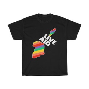 Live Aid 1985 Band Aid Festival Music for The World Navy Black T-Shirt Size S to 5XL