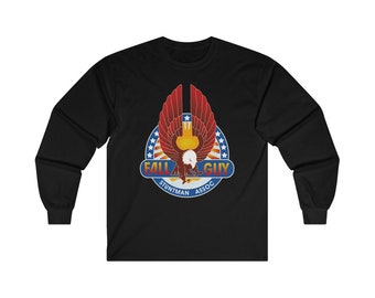 Fall Guy Insignia Stuntman Association Logo T-shirt nera a maniche lunghe, taglia S a 2XL