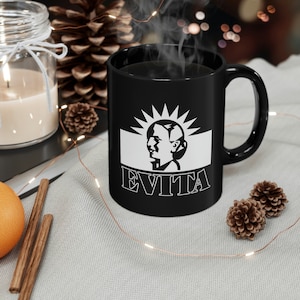EVITA Famous Broadway Musical  Logo 11oz Coffee Black Mug