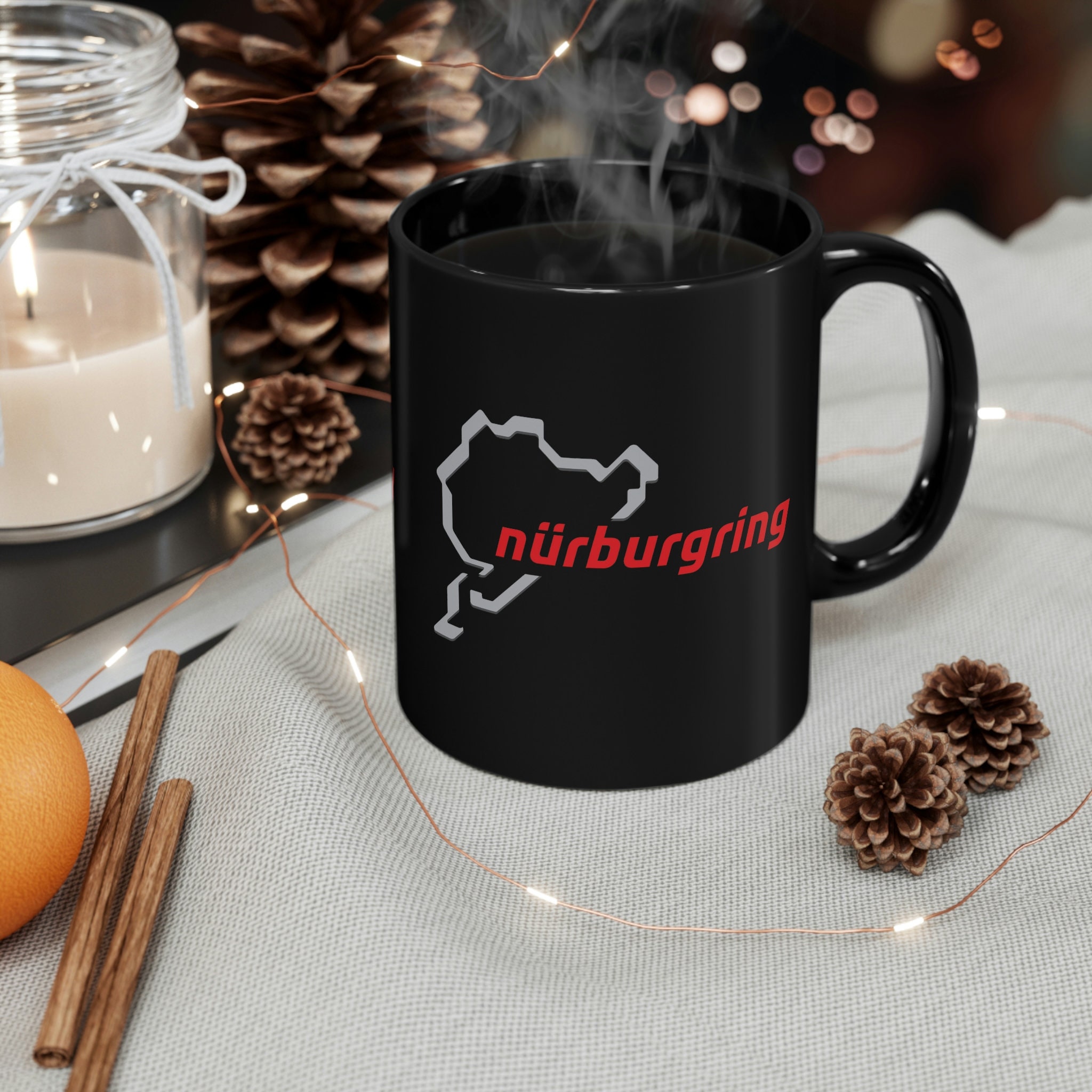 Discover Nurburgring Circuit Logo Track Map Black Mug