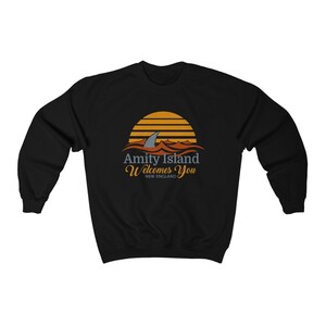Amity Island Beach Quint&#39;s Shark Fishing Black Navy White Sweatshirt Size S to 3XL