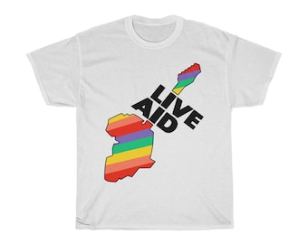 Live Aid 1985 Band Aid Festival Music for The World White Gray T-Shirt Size S to 5XL
