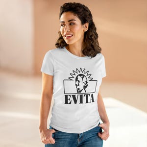 EVITA Famous Broadway Musical Show Women&#39;s Grey White T-Shirt Size S to 3XL