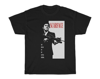 Scarface Al Pacino Retro Action Gangster Movie Navy Black T-Shirt Size S to 5XL