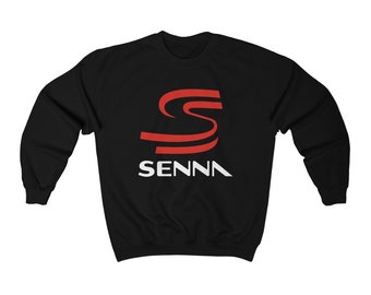 Ayrton Senna Logo Brazilian Racing Legend Black Navy Sweatshirt Size S to 3XL