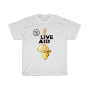 Live Aid 1985 Band Aid Festival Music for The World White T-Shirt Size S to 5XL