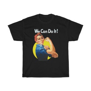 Rosie The Riveter Black Navy Red T-Shirt Size S to 5XL