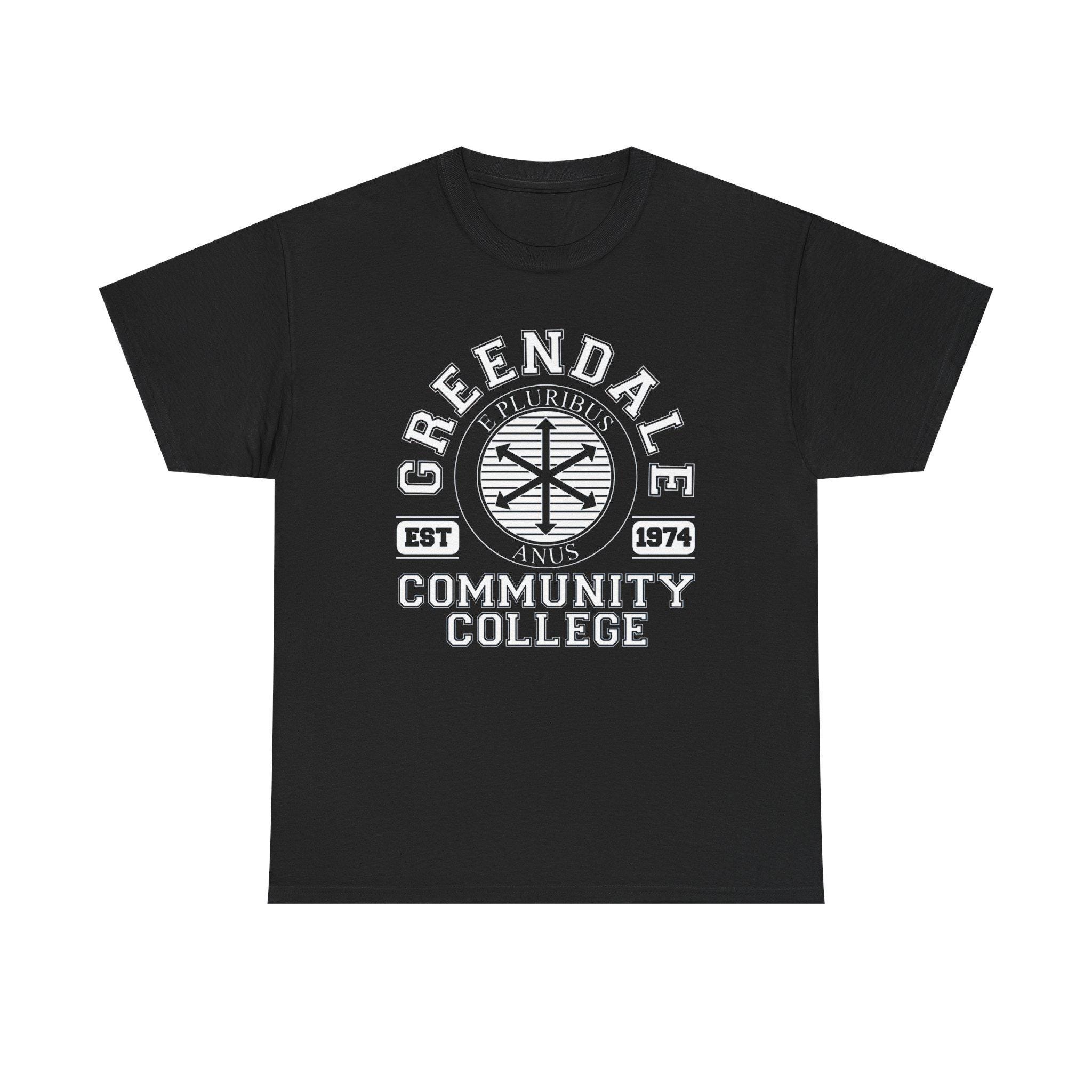Greendale Community College Logo Black Navy Tee T-shirt Size S to