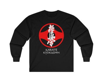 Karate Kyokushin Long Sleeve T-Shirt, Japan Martial Art Kanji