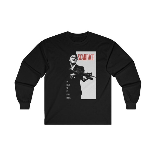 Scarface Al Pacino Retro Action Gangster Movie Black Long Sleeve T-Shirt Size S to 2XL