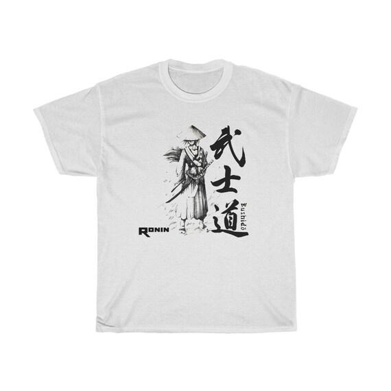 Ronin Bushido Samurai Japan White T-Shirt Size S to 5XL