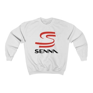 Ayrton Senna Logo Brasilianische Rennlegende Weißes Sweatshirt Größe S bis 3XL