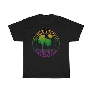 Huntington Beach California Logo Black White T-Shirt Size S to 5XL
