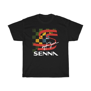Ayrton Senna Logo Brazilian Racing Legend San Marino Black T-Shirt Size S to 5XL