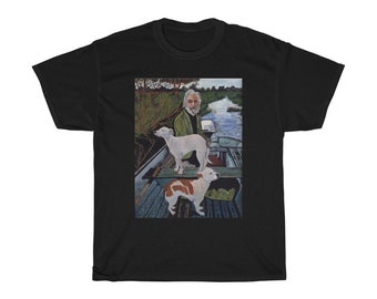 Goodfellas Painting Old Man with Dog White Navy Black T-Shirt Size S to 5XL