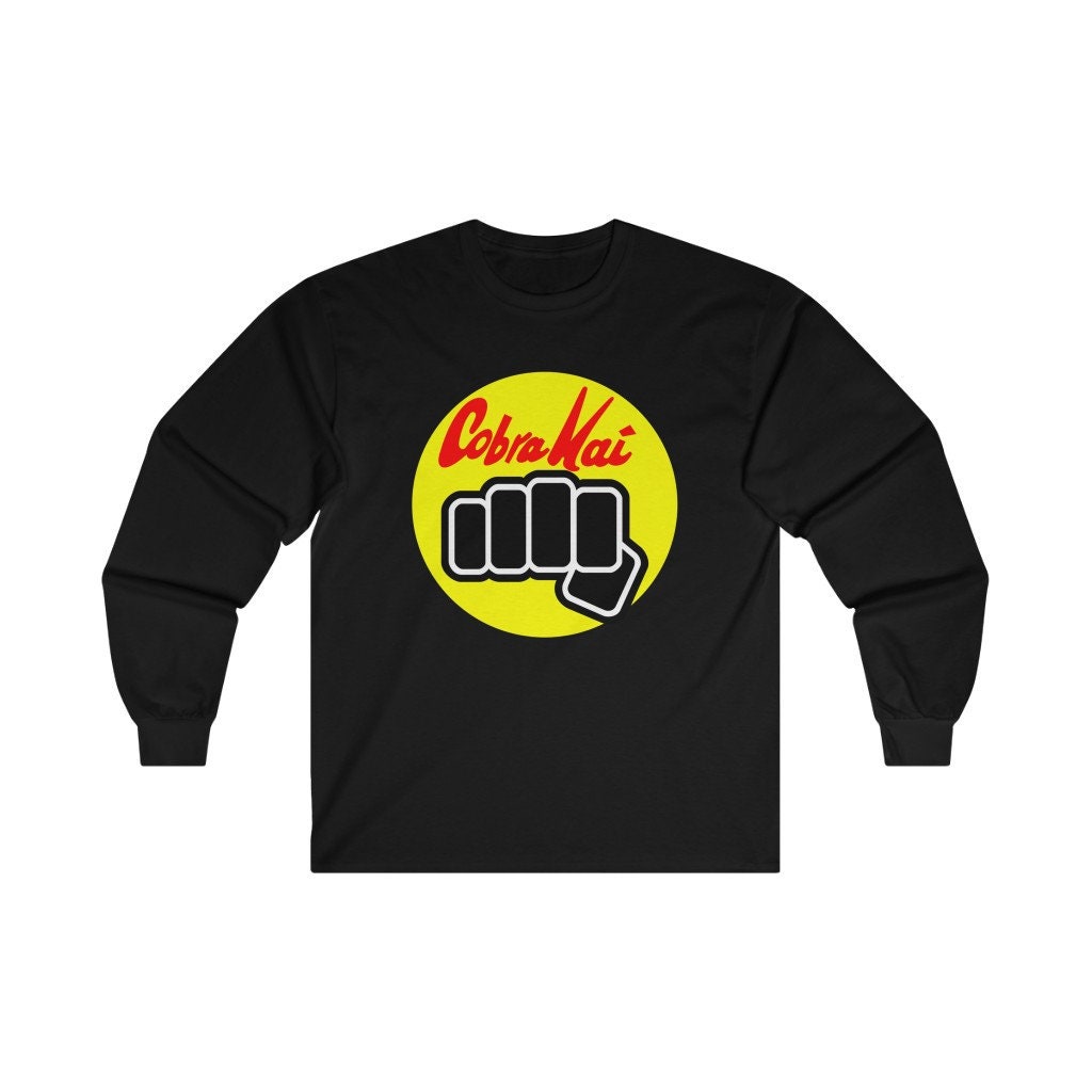 Cobra Kai Karate Kid Punch Logo Symbol Navy Black Grey Long