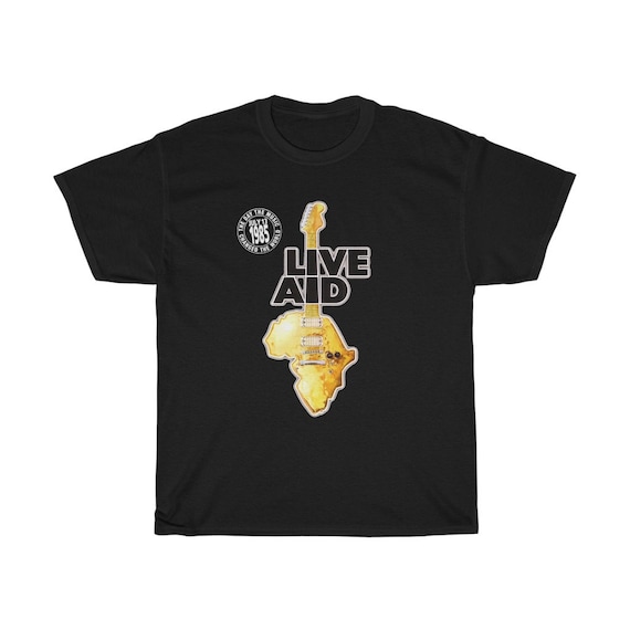Live Aid 1985 Band Aid Festival Music for the World Black T-shirt