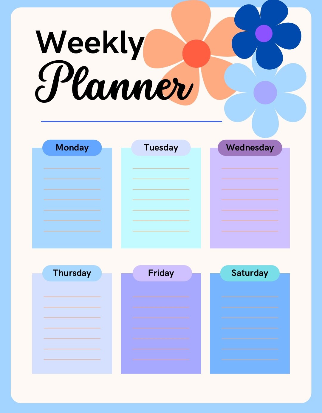 Flower Power - Weekly Planner - Etsy