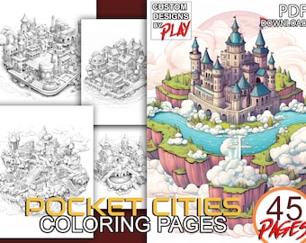 Pocket cities coloring pages for adults, cities coloring page, printable PDF coloring pages